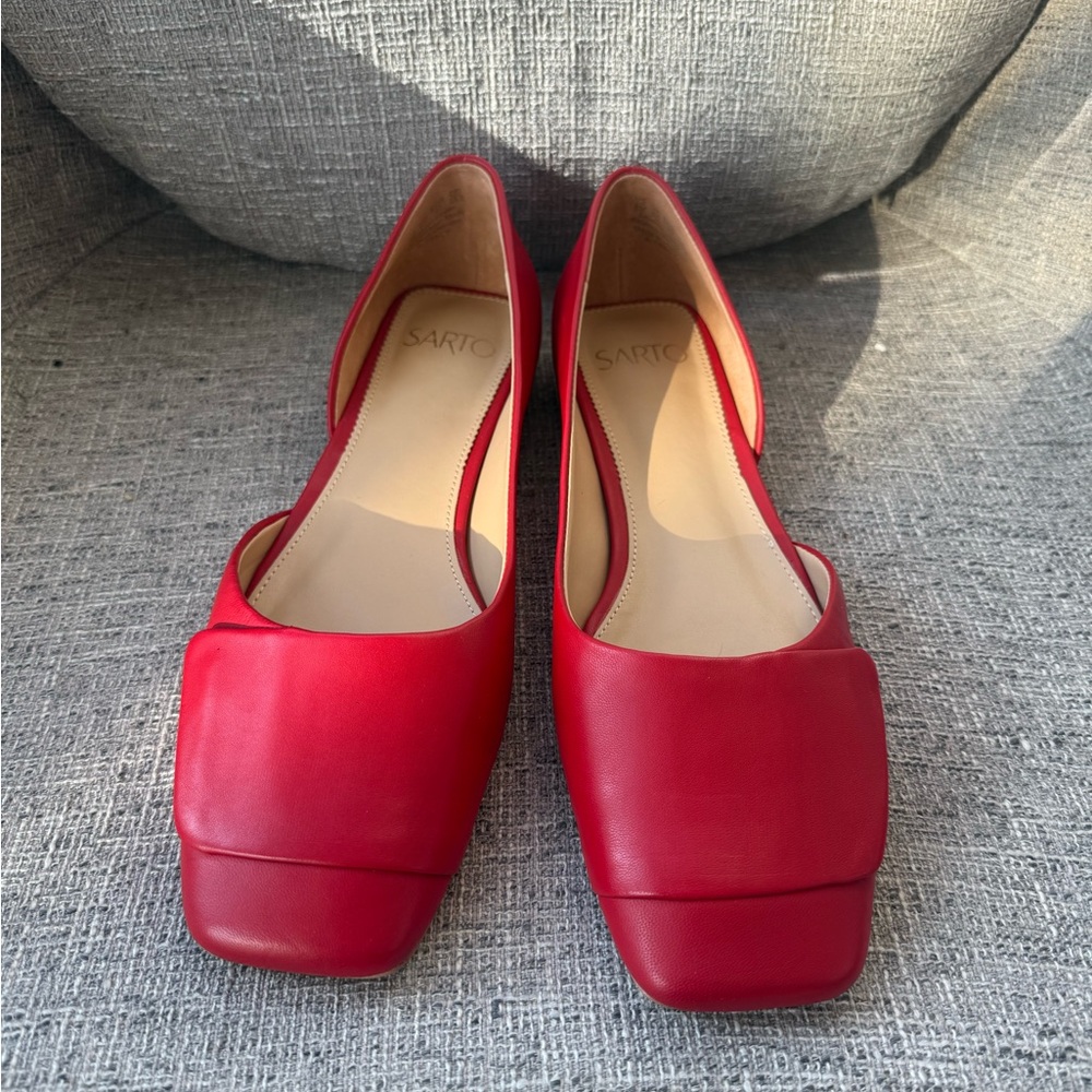Franco Sarto Vibrant Red Square-Toe Loafers